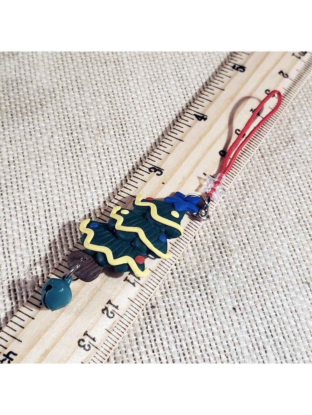 Handcrafted Fimo Clay Tree with Star Christmas Zipper Pull